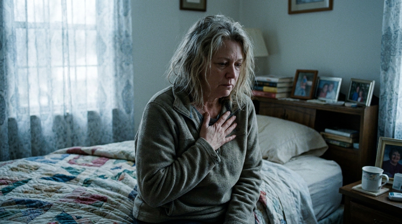 A woman waking in soft morning light